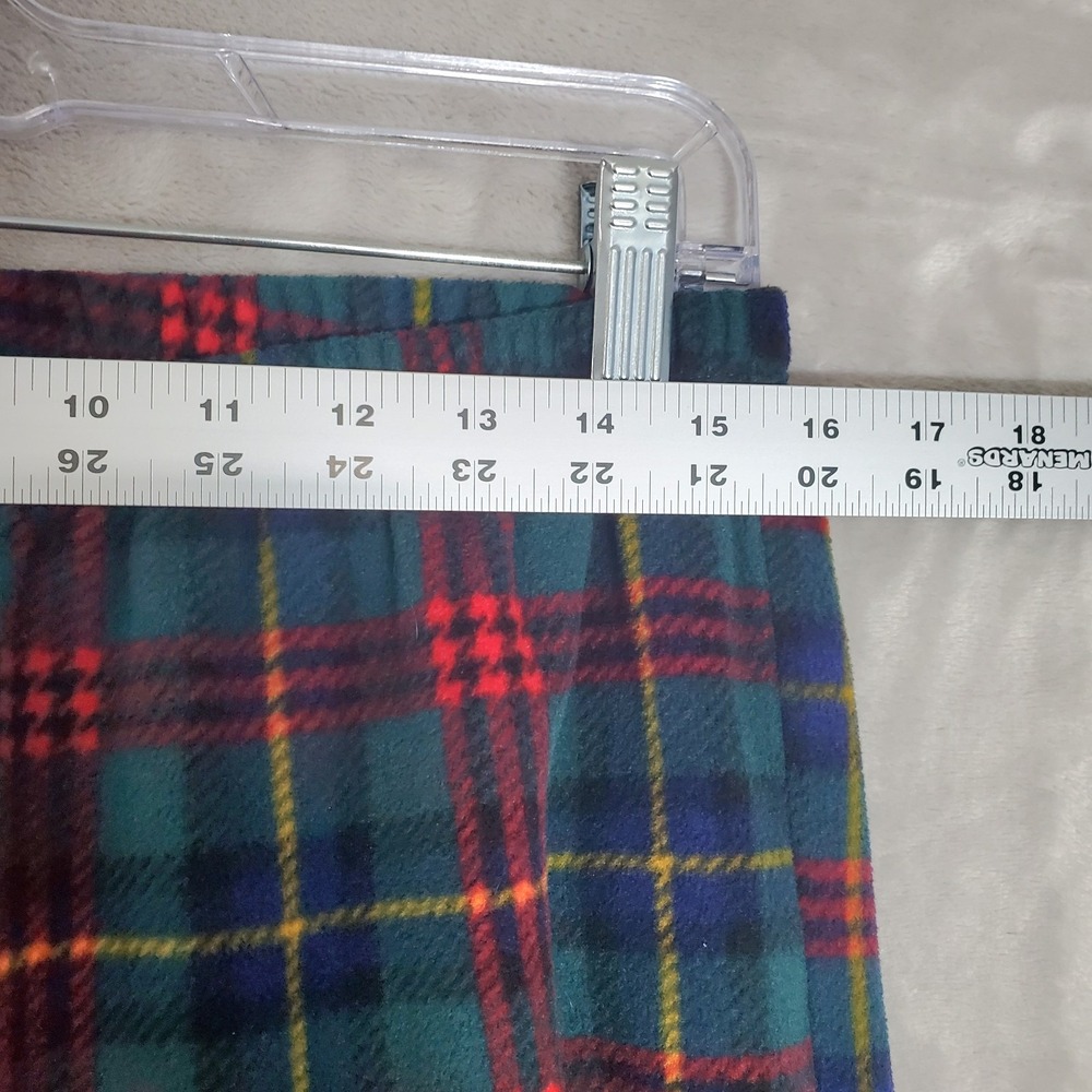 Lauren Ralph Lauren Womans M Green Plaid Fleece Pajama Set Crest Logo Christmas - Picture 10 of 11